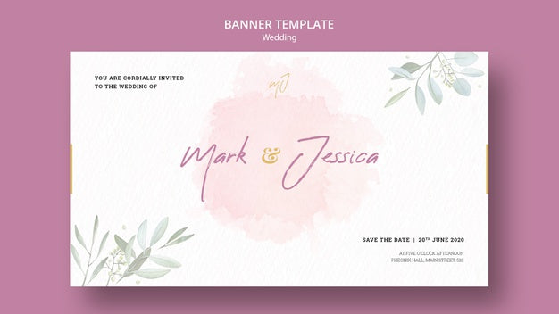Beautiful Wedding Banner Template Mock-Up Psd