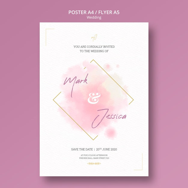 Beautiful Wedding Poster Mock-Up Psd