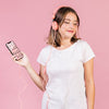 Beautiful Young Woman With Headphones And A Cellphone Mock-Up Psd