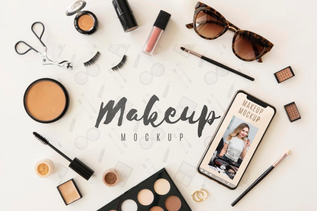 Beauty Concept With Make-Up Flat Lay Psd