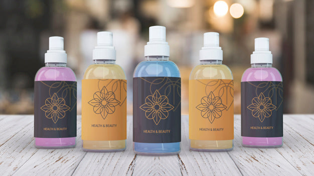 Beauty Products Mockup On Blurred Background Psd