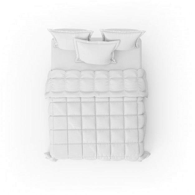 Bed Mockup With White Duvet And Pillows Psd