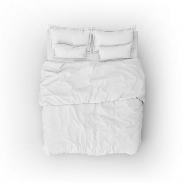 Bed Mockup With White Sheets And Pillows Psd