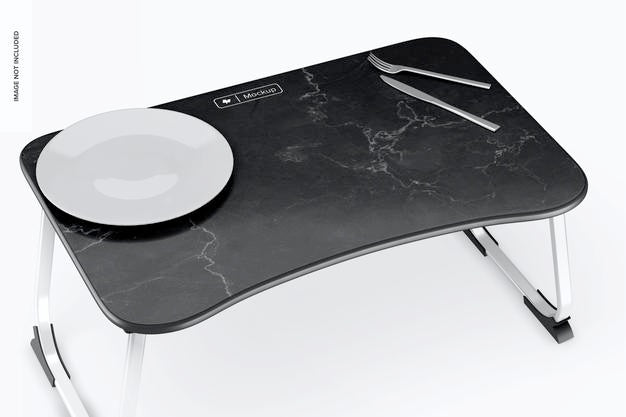 Bed Table Tray Mockup, Close Up Psd