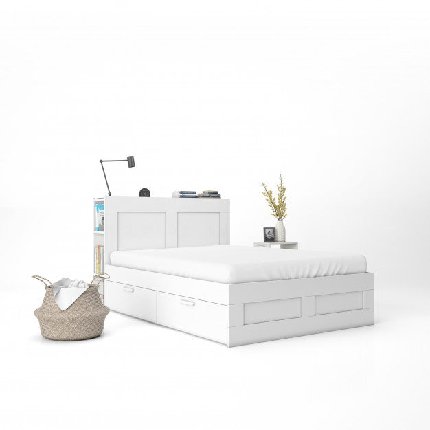 Bed With White Mattress Mockup Psd