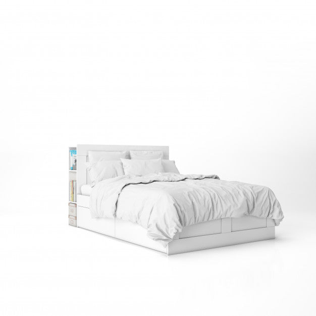 Bed With White Sheets Mockup Psd
