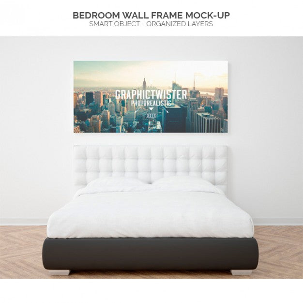 Bedroom Wall Frame Mock-Up Psd