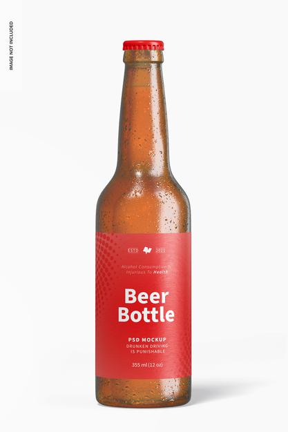 Beer Bottle Mockup, Front View Psd