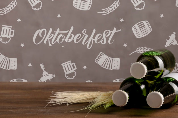 Beer Bottles On A Wooden Table With Mock-Up Psd