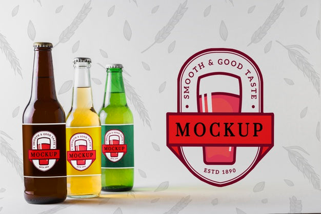 Beer Bottles With Mock-Up Packaging Psd