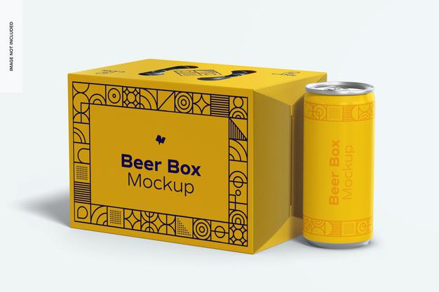Beer Box Mockup, Close Up Psd