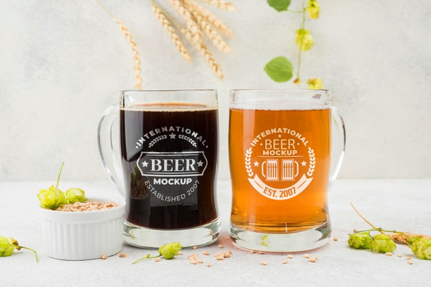 Beer Pints With Barley Psd