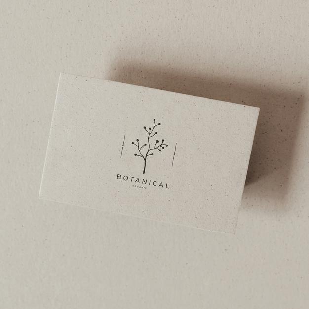 Beige Blank Botanical Name Card Mockup Design Psd