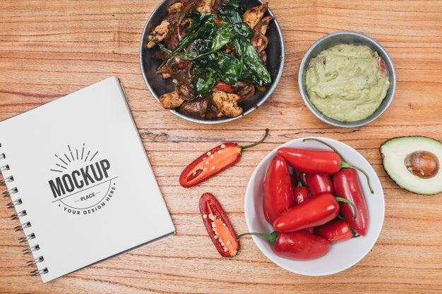 Bell Pepper And Healthy Food Mock-Up Psd