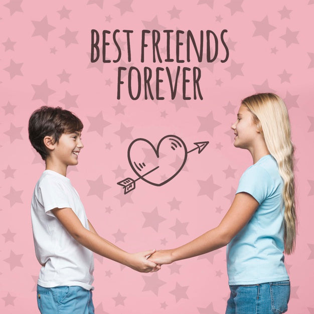 Best Friends Boy And Girl Mock-Up Psd