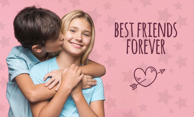 Best Friends Forever Boy And Girl Mock-Up Psd