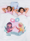 Best Friends Relaxing In Bed With Cute Blanket Mock-Up Psd