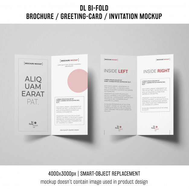 Bi-Fold Brochure Or Invitation Mockup Psd