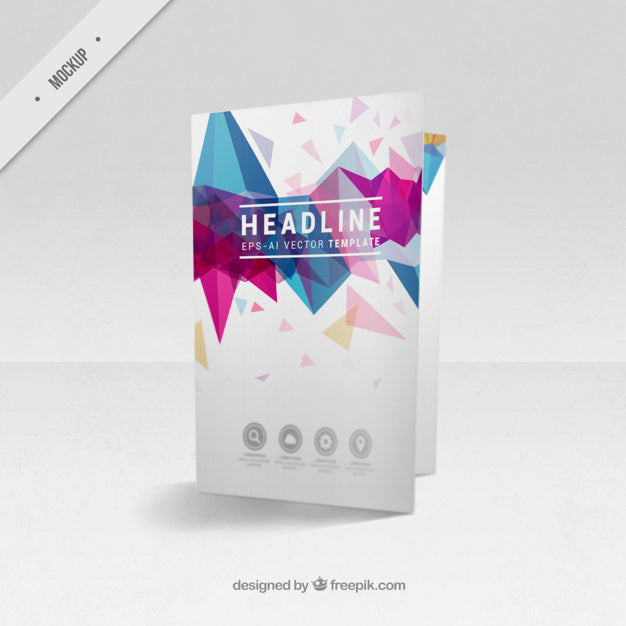 Bi-Fold Flyer Mockup Of Modern Shapes Psd