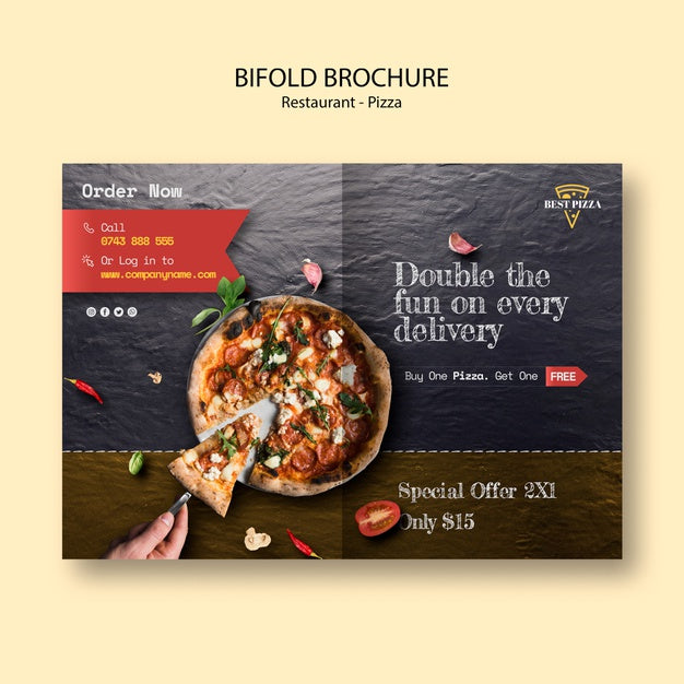 Bifold Brochure For Pizza Restaurant Psd