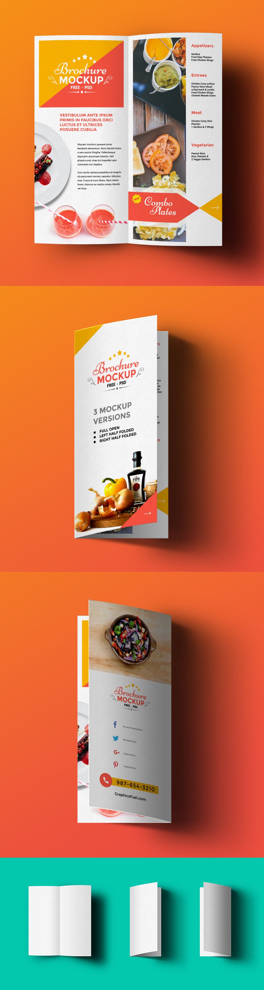 Bi-fold Narrow Brochure Mockup