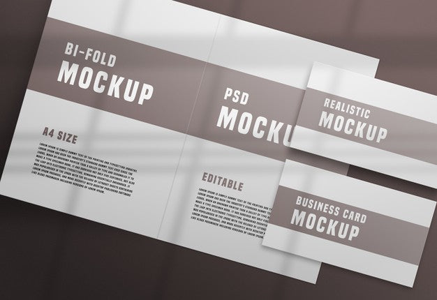 Bifold Brochure With A Business Card Psd Mockup Psd