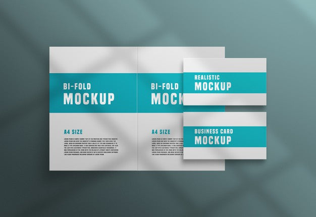 Bifold Brochure With A Business Card Psd Mockup Psd