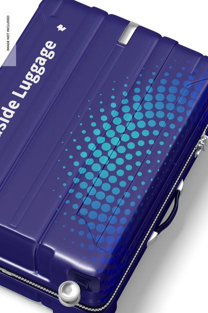 Big Hardside Luggage Mockup, Close Up Psd