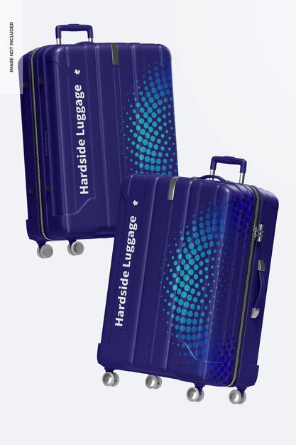 Big Hardside Luggage Mockup, Floating Psd