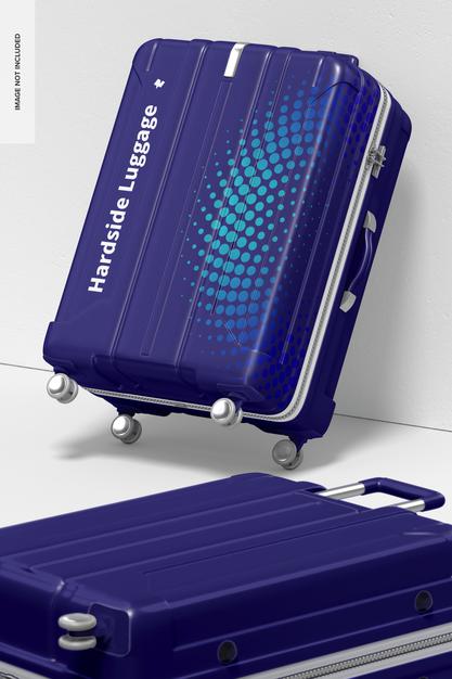 Big Hardside Luggage Mockup, Leaned Psd