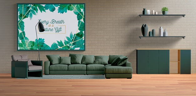 Big Minimalist Painting Frame In Living Room Psd
