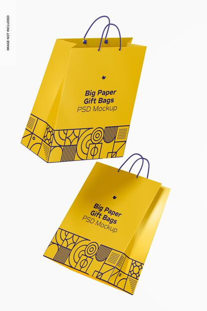 Big Paper Gift Bag With Rope Handle Mockup Psd