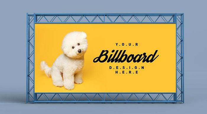 Large Billboard Mockup On Blue Sky With Clouds Psd - Mockup Hunt