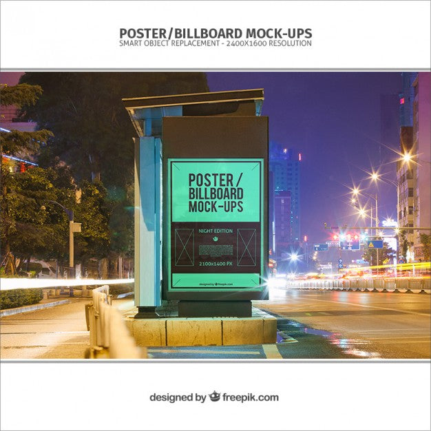 Billboard Mockup For Bus Stop Psd