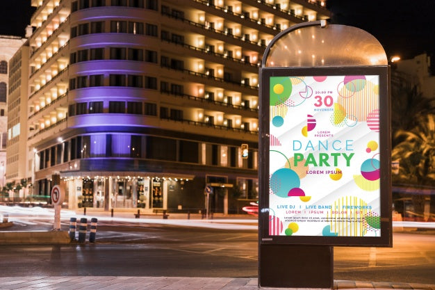 Billboard Mockup In City At Night Psd