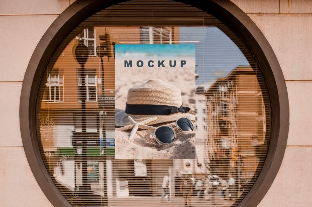 Billboard Mockup In Round Window Psd