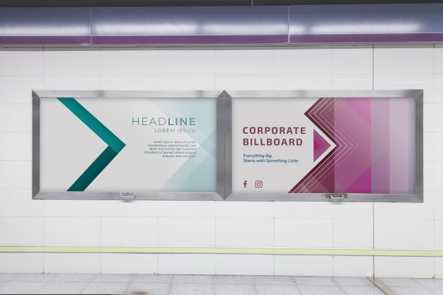 Billboard Mockup In Subway Station Psd