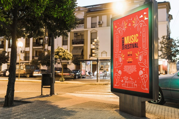 Billboard Mockup In Urban Landscape Psd