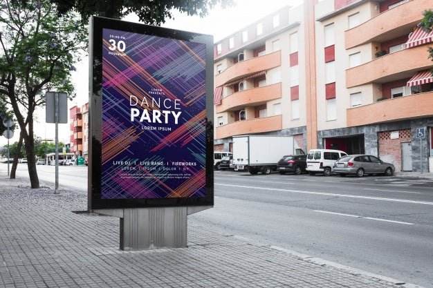 Billboard Mockup In Urban Landscape Psd