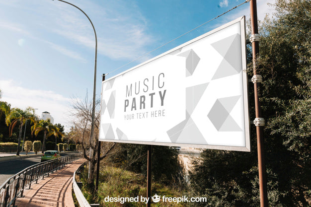 Billboard Mockup Next To Road Psd