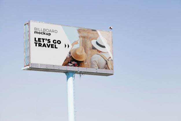 Billboard Mockup On Blue Sky Background Psd