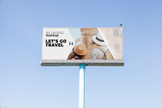 Billboard Mockup On Blue Sky Background Psd