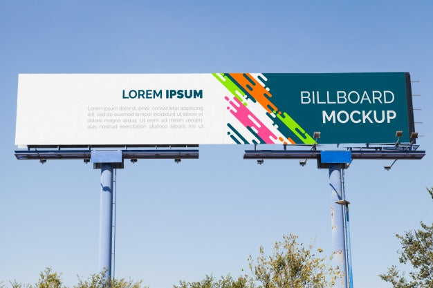 Billboard Mockup On Blue Sky Background Psd
