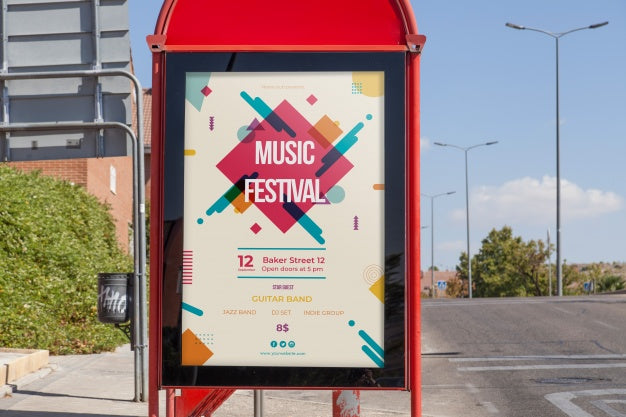 Billboard Mockup On Bus Stop Psd