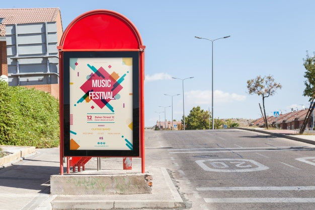 Billboard Mockup On Bus Stop Psd