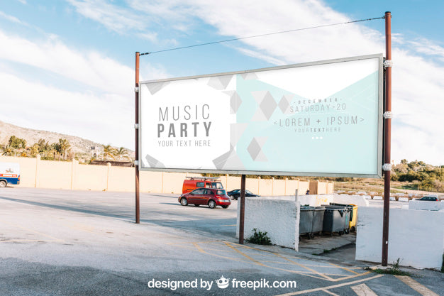 Billboard Mockup On Parking Lot Psd