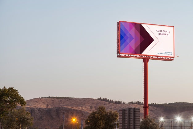 Billboard Mockup On Sunset Sky Psd