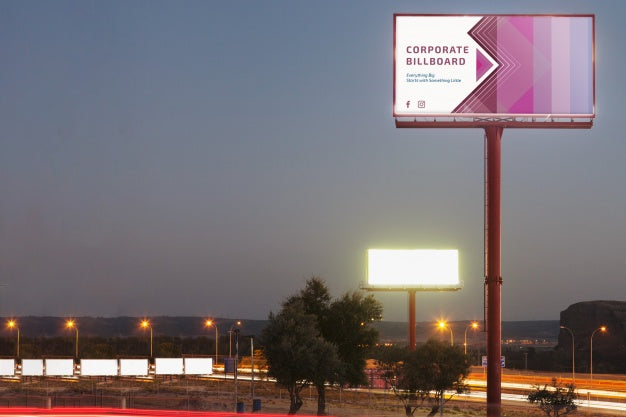 Billboard Mockup On Sunset Sky Psd