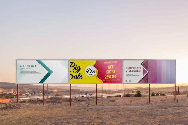 Billboard Mockup On Sunset Sky Psd