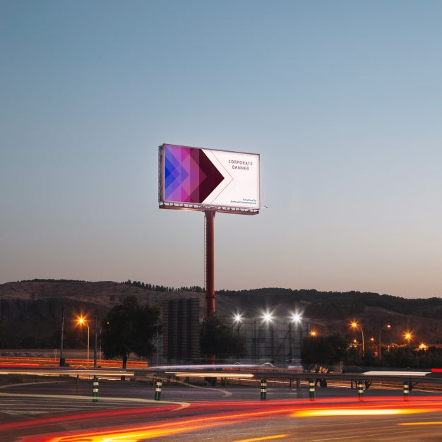 Billboard Mockup On Sunset Sky Psd